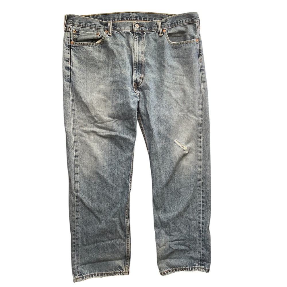 Levi’s 505 Jeans Mens 42x30 Fits 42x29 Blue Distressed Vintage Wash Denim
